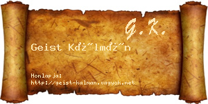 Geist Kálmán névjegykártya